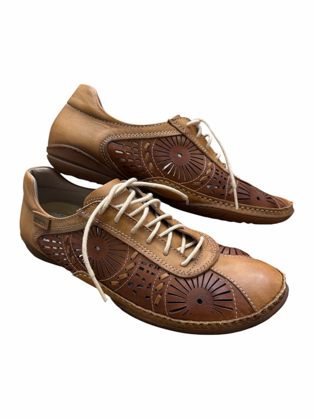 Pikolinos Brown & Tan Leather Cutout Lace-Up Shoes Size 40 (9)
